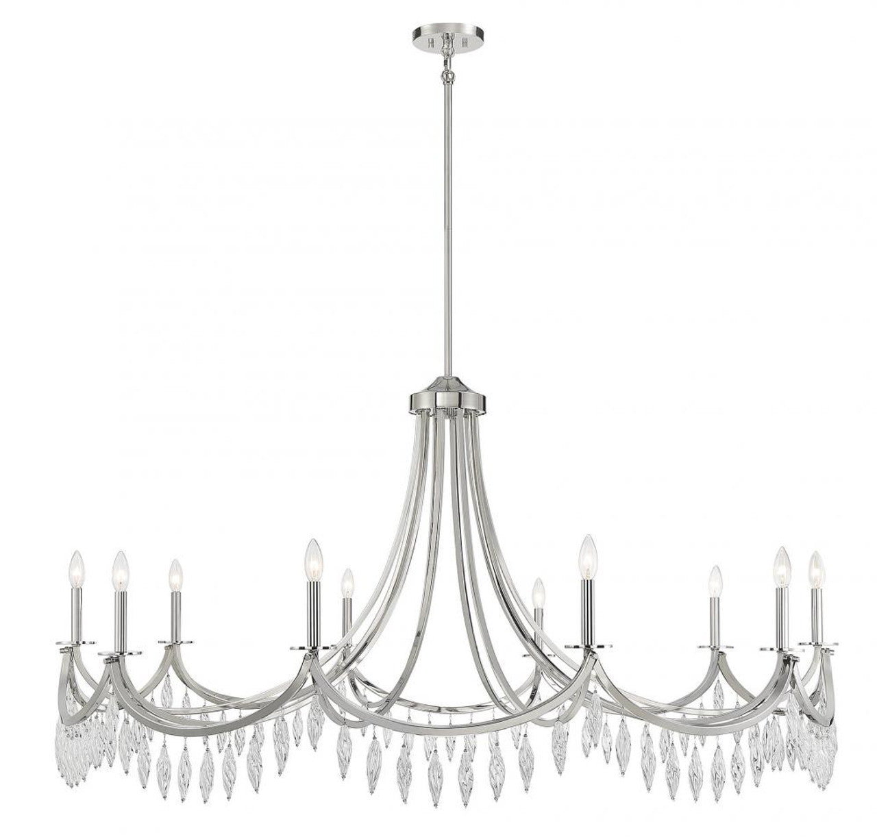 Kameron Chandelier, 10-Light, Polished Nickel, 60"W (1-1805-10-109 AHXX8)