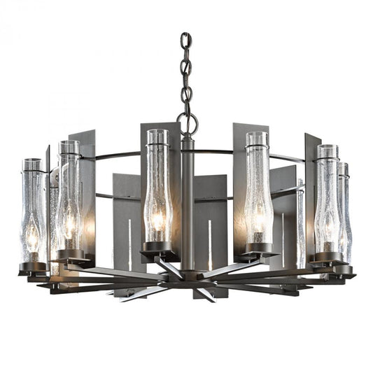 New Town Chandelier, 10-Light, Dark Smoke, Seeded Clear Glass, 30"W (103290-SKT-07-II0184 39CH1E)