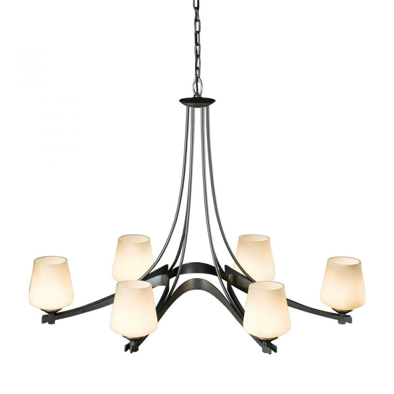 Ribbon Chandelier, 6-Lights, Oil Rubbed Bronze, Opal, 38.5"W (104106-SKT-14-GG0236 5DL2MT)