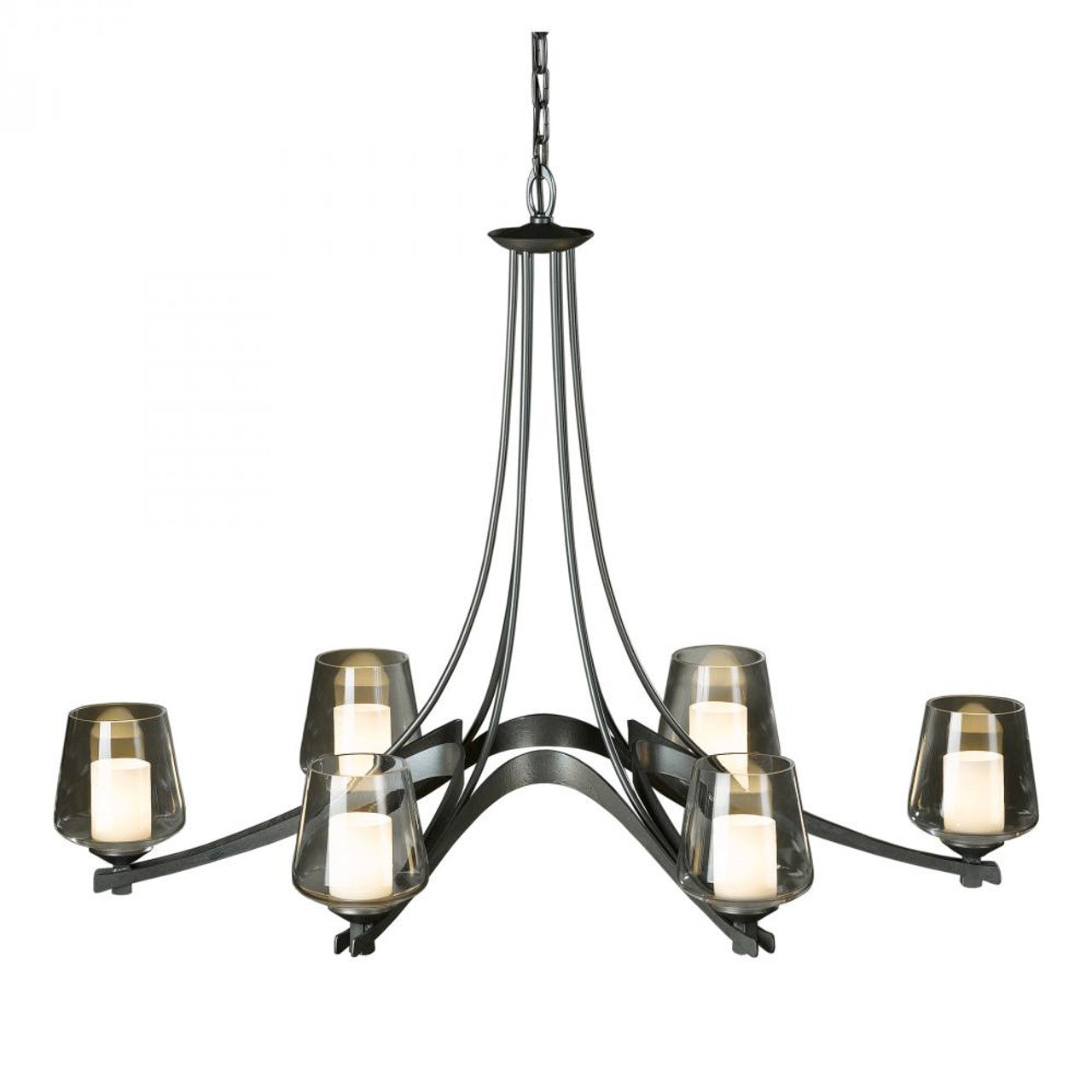 Ribbon Chandelier, 6-Lights, Soft Gold, Opal and Clear (ZU), 38.5"W (104116-SKT-84-ZU0291 3WHXYD)