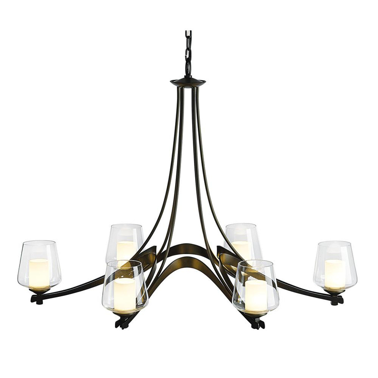 Ribbon Chandelier, 6-Lights, Modern Brass, Opal and Clear, 38.5"W (104116-SKT-86-ZU0291 5DL2MY)