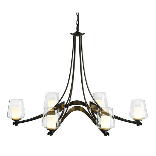 Ribbon Chandelier, 6-Lights, Modern Brass, Opal and Clear, 38.5"W (104116-SKT-86-ZU0291 5DL2MY)