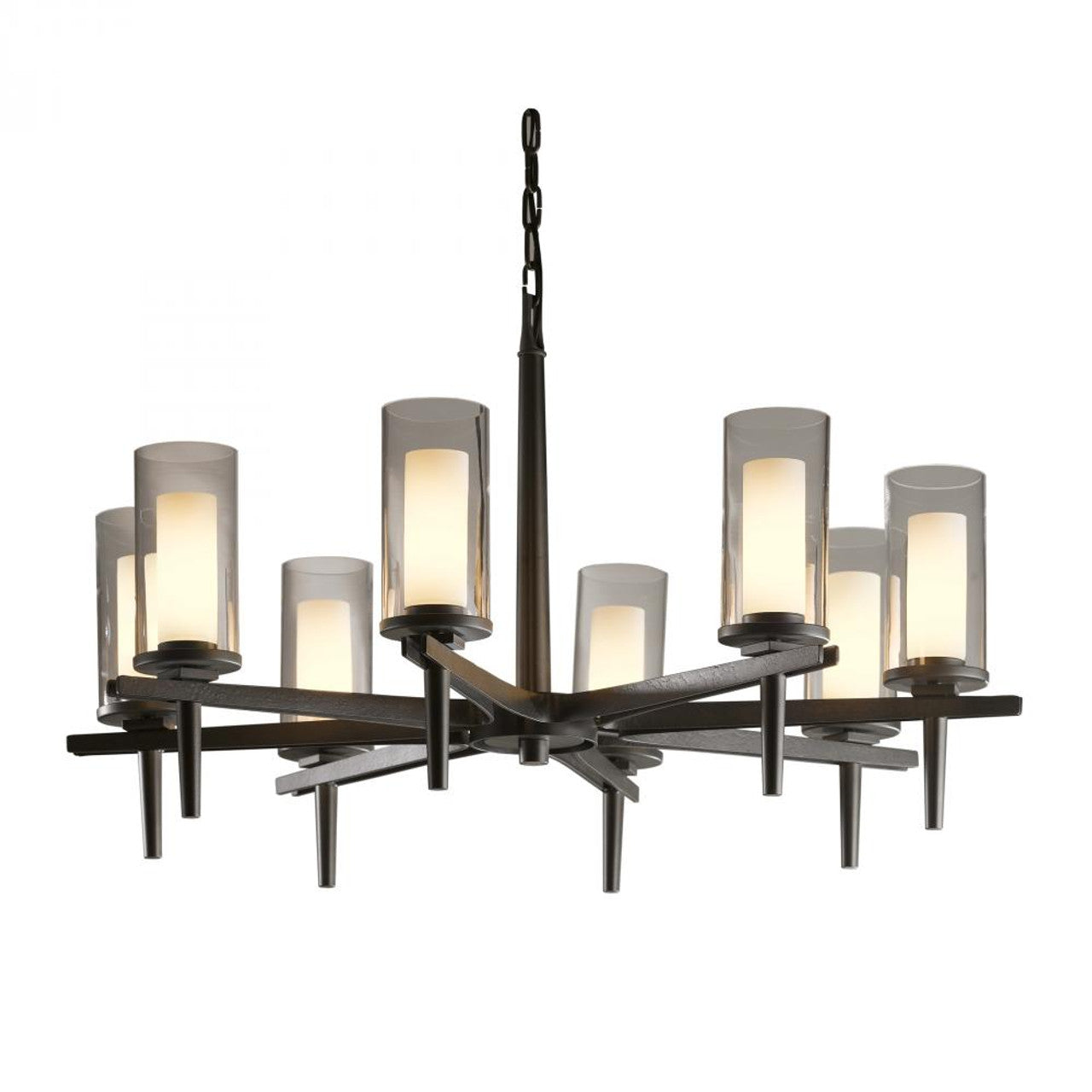 Constellation Chandelier, 8-Light, Dark Smoke, Opal and Clear Glass, 34"W (104305-SKT-07-ZU0323 16P7DW)