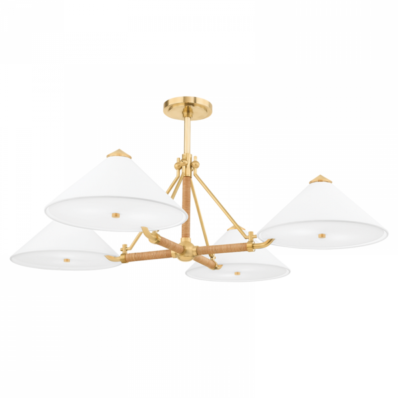 Williamsburg Chandelier, 8-Light, Aged Brass, White Belgian Linen Shade, 46"W (1046-AGB A8N6E)