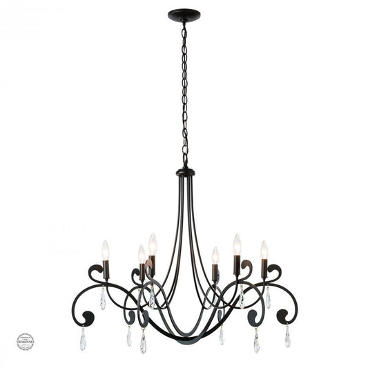 Stella Chandelier, 6-Light, Black, 32.9"W (105057-SKT-10-CR 5D0QNX)