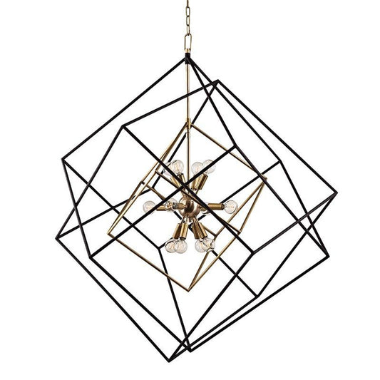 Roundout Pendant, 12-Light, Aged Brass, 34"W (1234-AGB 9ZAAX)