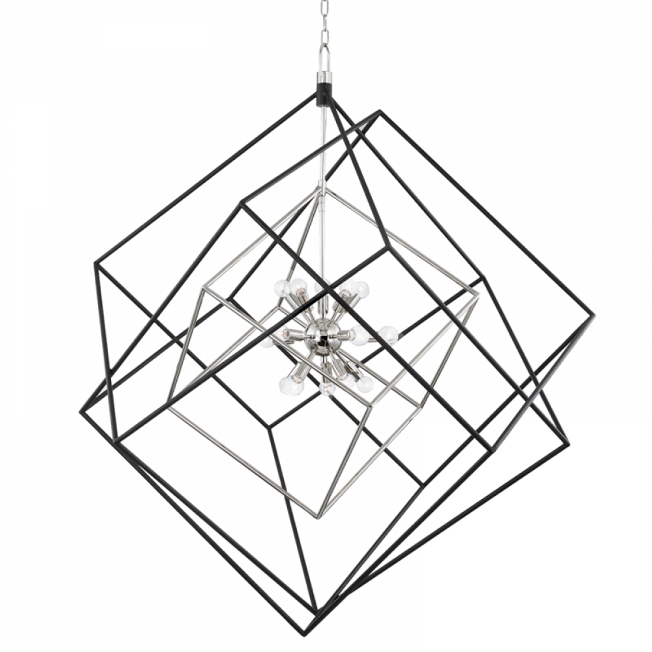 Roundout Pendant, 15-Light, Polished Nickel, Black, 42"W (1255-PN/BK A8H9T)