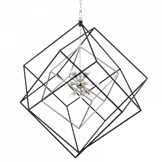 Roundout Pendant, 15-Light, Polished Nickel, Black, 42"W (1255-PN/BK A8H9T)