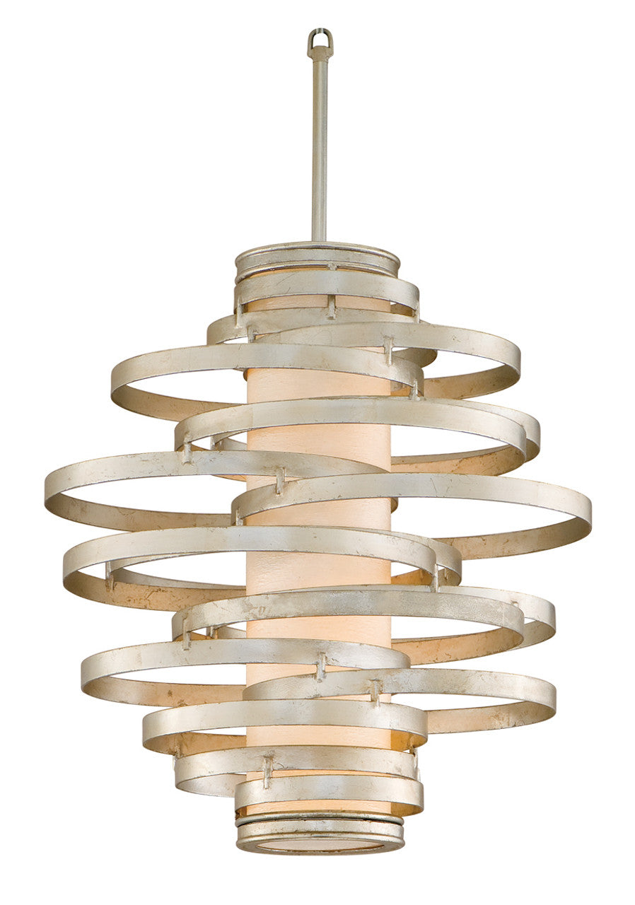 Vertigo Pendant, 2-Light, Modern Silver Leaf, Citrine Ice Shade, Small, 18"W (128-42 62RE)