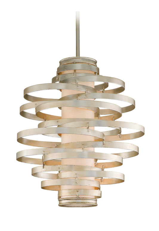 Vertigo Pendant, 3-Light, Modern Silver Leaf, Citrine Ice Shade, Medium, 23"W (128-43 62RF)