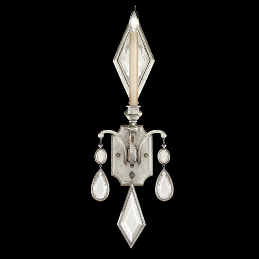 Encased Gems Wall Sconce, 1-Light, Silver Leaf, Clear Crystal Gems, 29"H (728750-3ST 98FT)