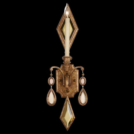 Encased Gems Wall Sconce, 1-Light, Gold Leaf, Multi-Colored Crystal Gems, 29"H (728850-1ST 98FU)