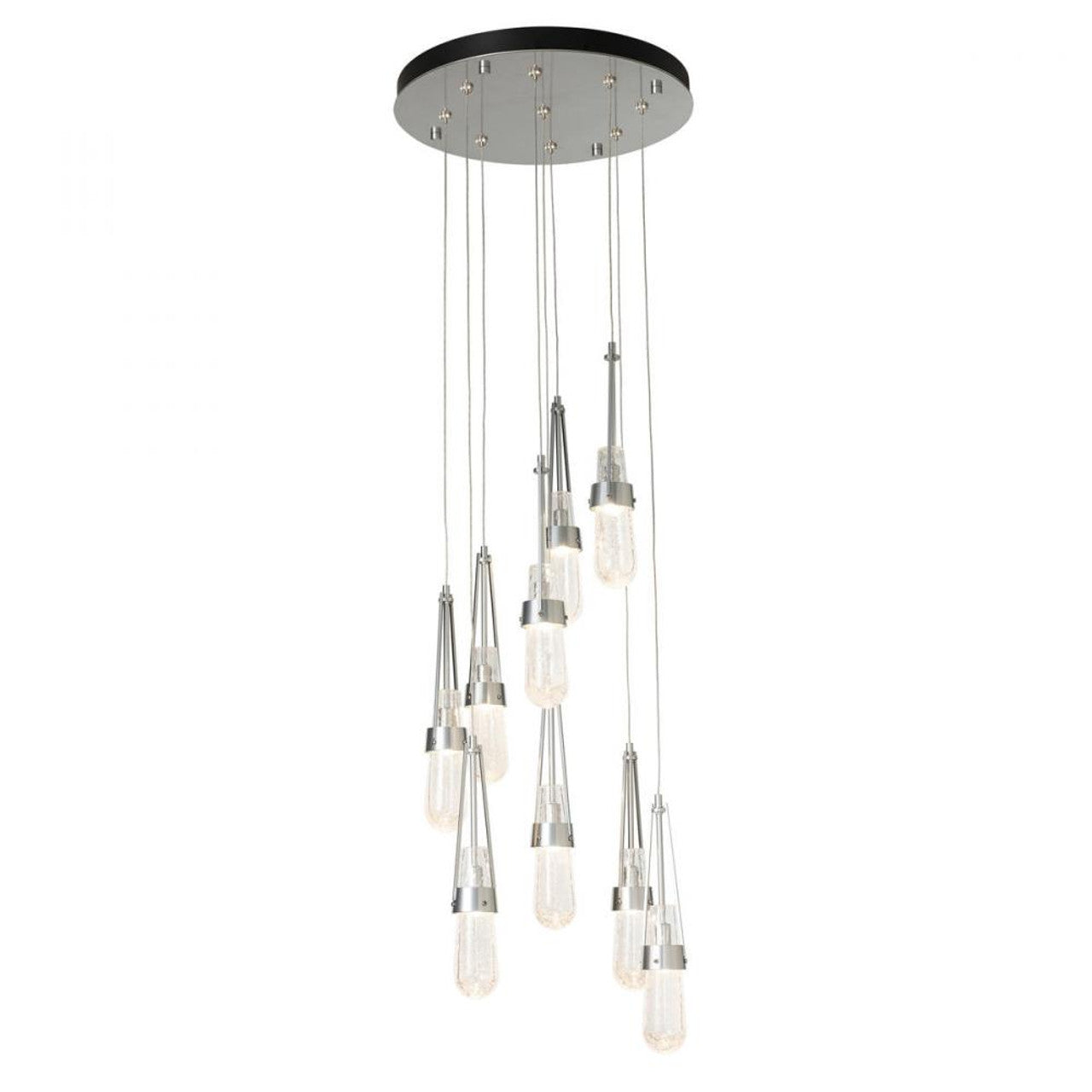 Link Blown Glass Round Pendant, 9-Light, Black, Clear Bubble Glass, 20.5"W (OPEN BOX 131100-SKT-LONG-10-YG0434)