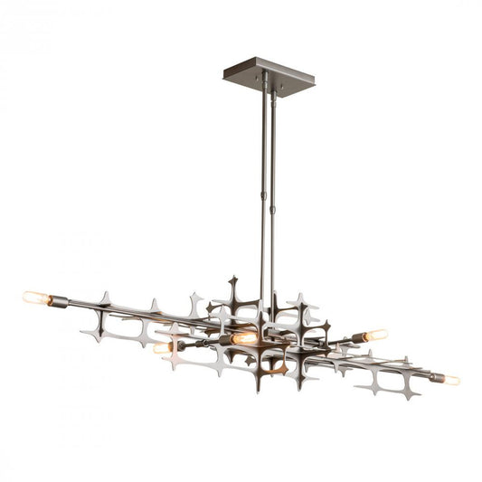 Grid Pendant, 6-light, Long Height, Black, 16.6"W (136385-SKT-LONG-10 4RY8JC)