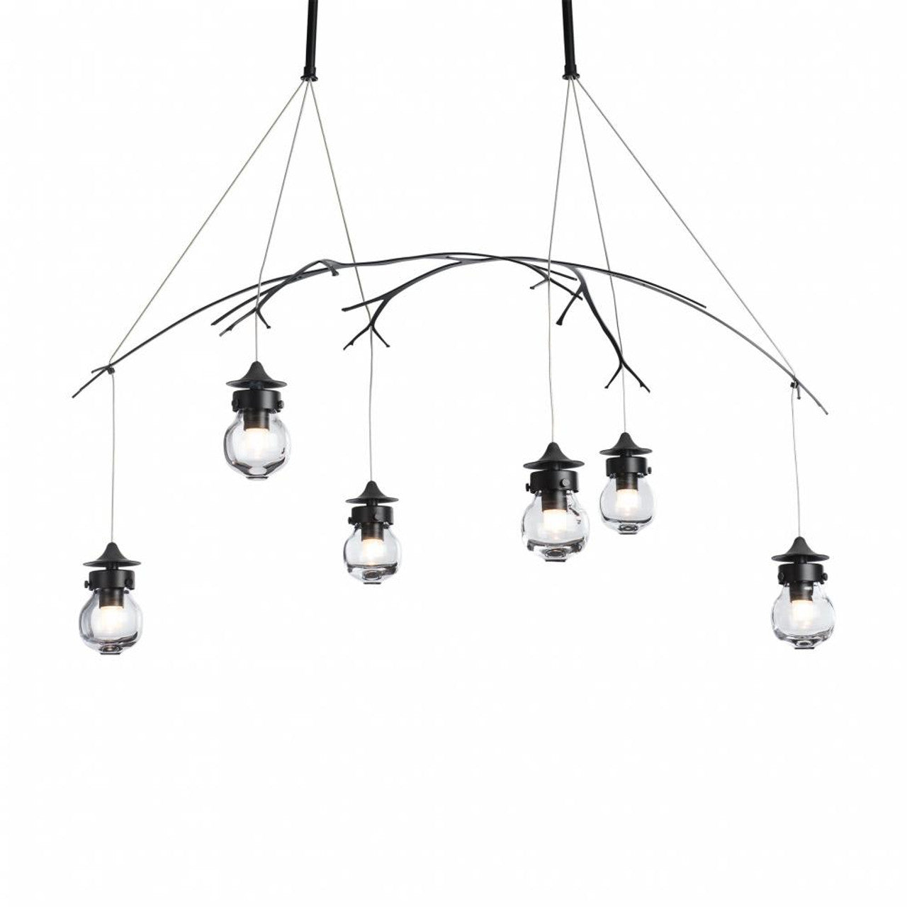 Kiwi Linear Chandelier, 6-Light, Long Height, Black, Clear Glass, 36.8"W (136560-SKT-LONG-10-ZM0565 5D6Q58)