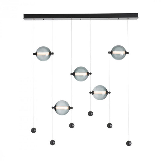 Abacus Pendant, 5-Light, Standard Height, LED, Black, Abacus Cool Grey Glass, 5.5"W (139050-LED-STND-10-YL0668 5CQEUN)