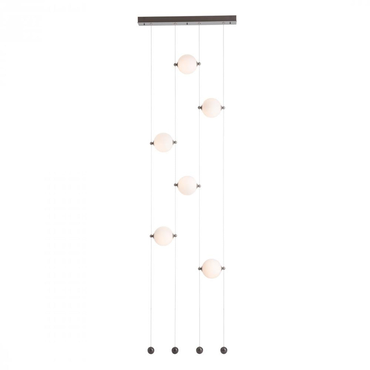 Abacus Pendant, 6-Light, Standard Height, LED, Black, Abacus Cool Grey Glass, 5.5"W (139055-LED-STND-10-YL0668 5CQEVT)