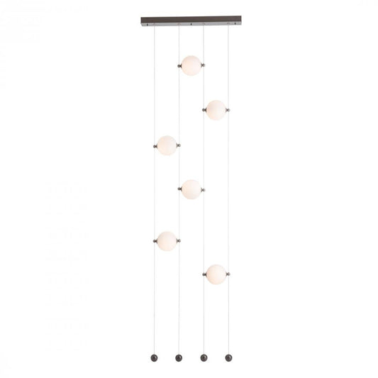 Abacus Pendant, 6-Light, Standard Height, LED, Black, Abacus Cool Grey Glass, 5.5"W (139055-LED-STND-10-YL0668 5CQEVT)