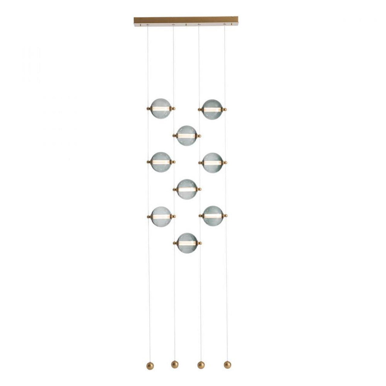 Abacus Pendant, 9-Light, Standard Height, LED, Black, Abacus Cool Grey Glass, 5.5"W (139057-LED-STND-10-YL0668 5CQEWC)