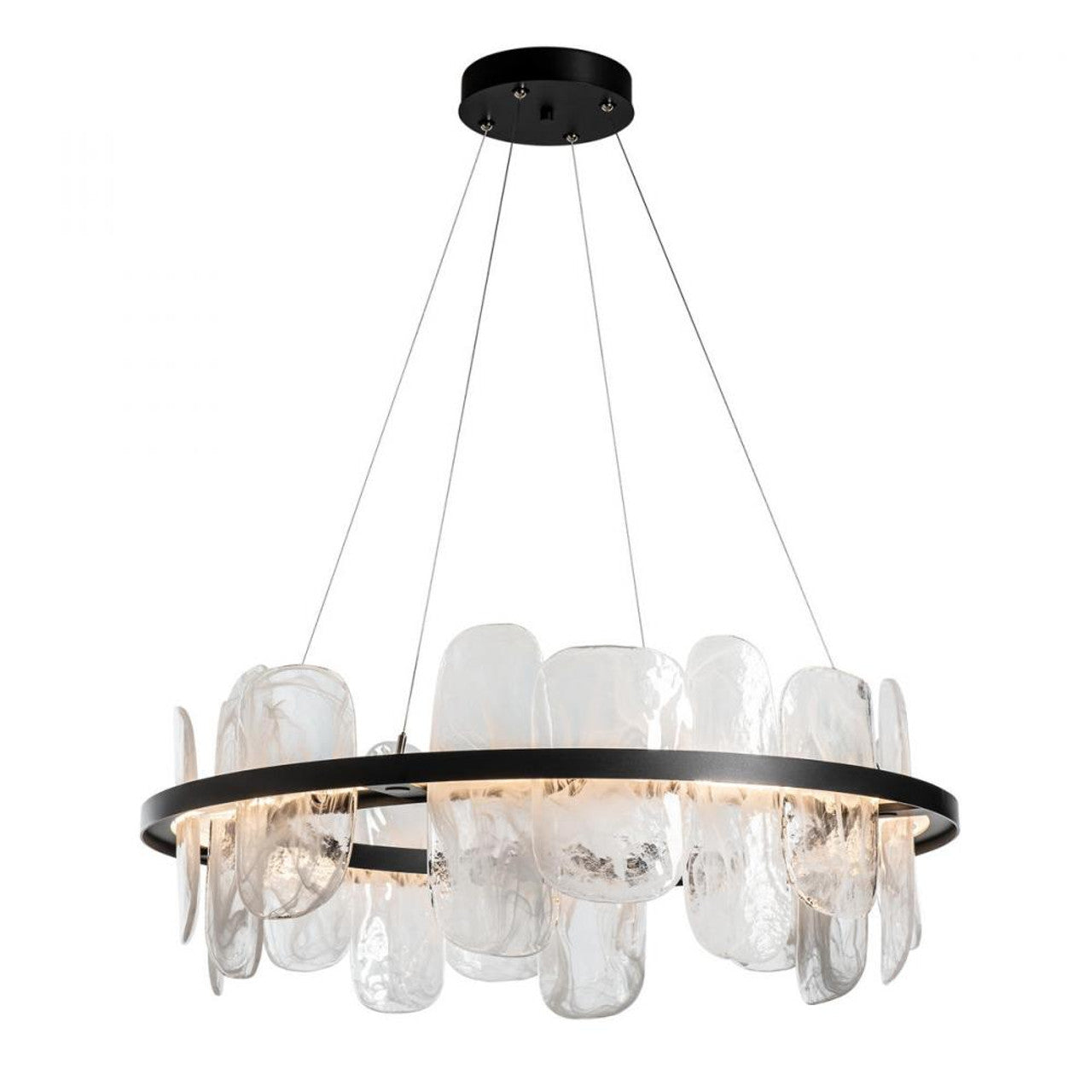 Vitre Pendant, 1-Light, Standard Height, LED, Black, White Swirl Glass, 38"W (139660-LED-STND-10-YR0708 5D9RRJ)