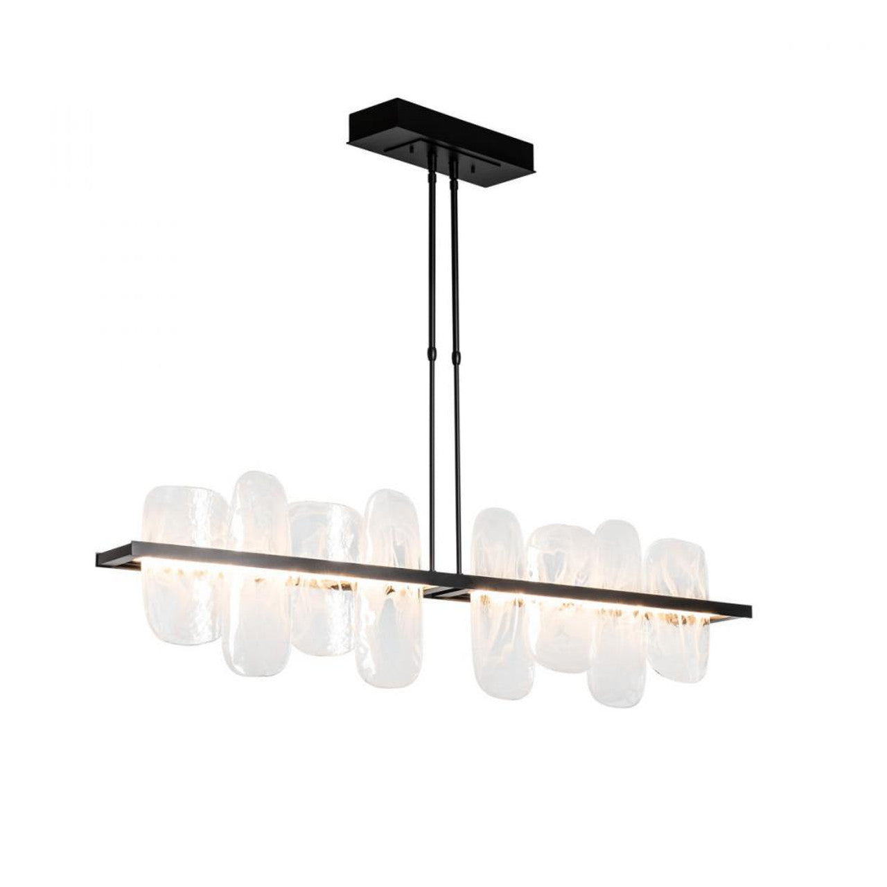 Vitre Linear Chandelier, 1-Light, Long Height, LED, Black, White Swirl Glass, 51.9"W (139661-LED-LONG-10-YR0708 5D9RT4)