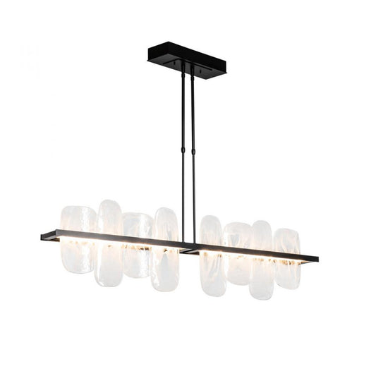 Vitre Linear Chandelier, 1-Light, Long Height, LED, Black, White Swirl Glass, 51.9"W (139661-LED-LONG-10-YR0708 5D9RT4)