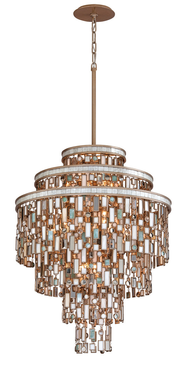 Dolcetti Pendant, 13-Light, Dolcetti Silver, Mixed Shells With Crystal Shade, 24"W (142-413 63RK)