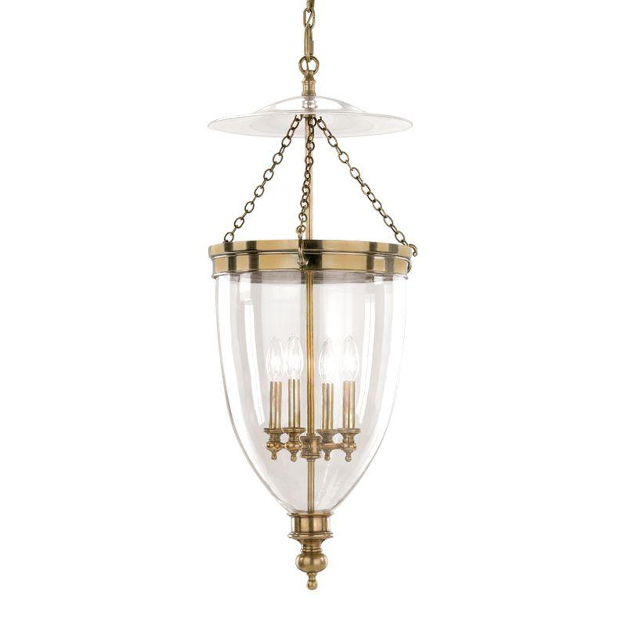 Hanover Pendant, 4-Light, Aged Brass, Clear Shade, 15.5"W (143-AGB M6ZT)