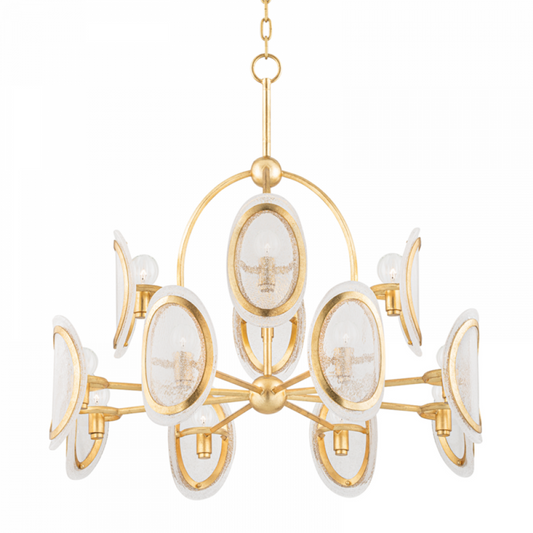 Danes Chandelier, 12-Light, Vintage Gold Leaf, 34"W (1534-Vgl A8K7T)