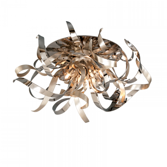 Graffiti Semi Flush Mount, 4-Light, Silver Leaf Polished Stainless, 24"Dia (154-34-SL/SS 94GC)