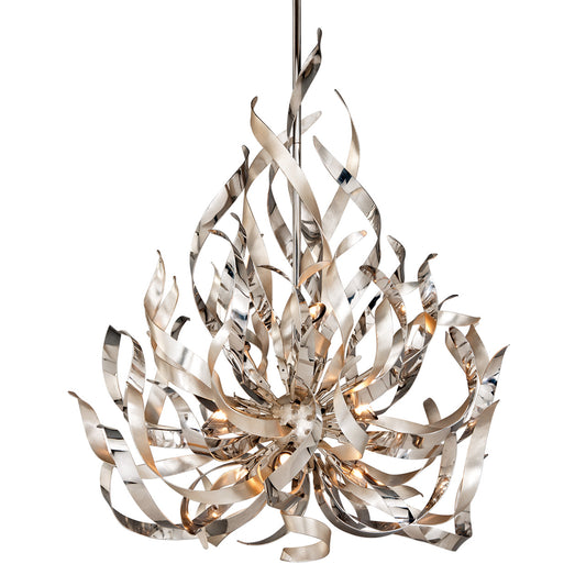 Graffiti Pendant, 9-Light, Silver Leaf Polished Stainless Steel, Smoke Shade, 34"W (154-49 63TY)