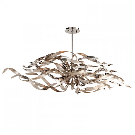 Graffiti Linear Chandelier, 6-Light, Silver Leaf Polished Stainless, 15"W (154-56-SL/SS 94GD)