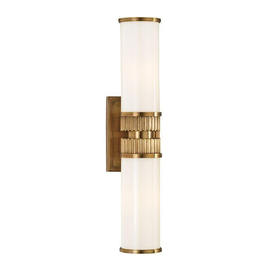 Harper Bath Vanity, 2-Light, Aged Brass, Opal Glossy Shade, 5.25"W (1562-AGB 9L9HF)