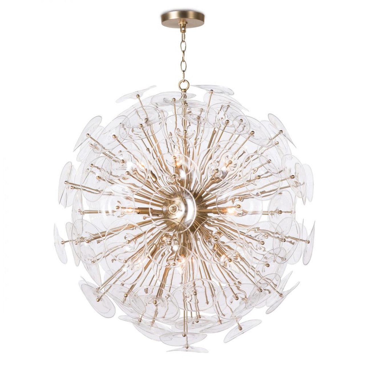 Poppy Glass Chandelier, 12-Light, Natural Brass, 38"H (16-1188CLR 504X5ZF)