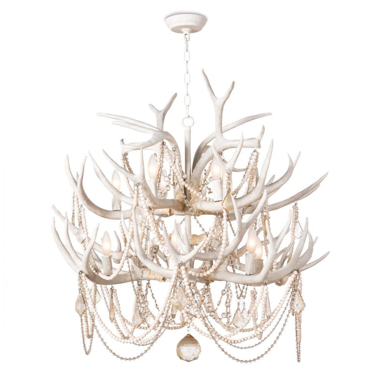 Cheyanne Antler Chandelier, 12-Light, White, 40"H (16-1203 504X4Y6)