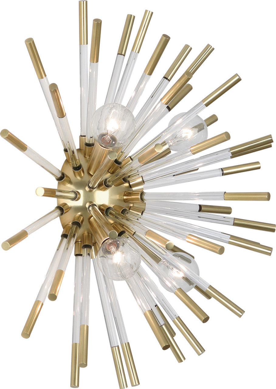 Andromeda Wall Sconce/Flush Mount, 4-Light, Modern Brass, Clear Acrylic Rods, 18"H (167 2EMYM)