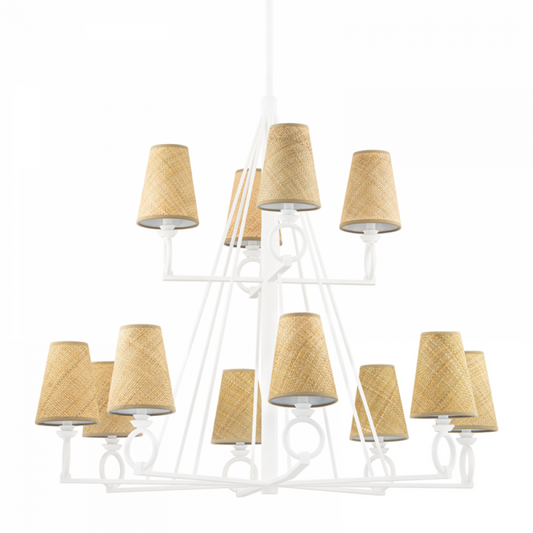 Pendelton Chandelier, 12-Light, White Plaster, 44"W (1744-WP A8K84)