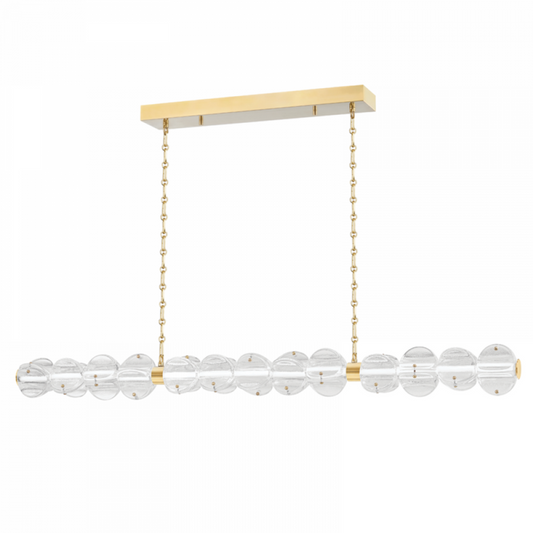 Lindley Linear Chandelier, 1-Light, LED, Aged Brass, 50"W (1950-Agb A8K8F)