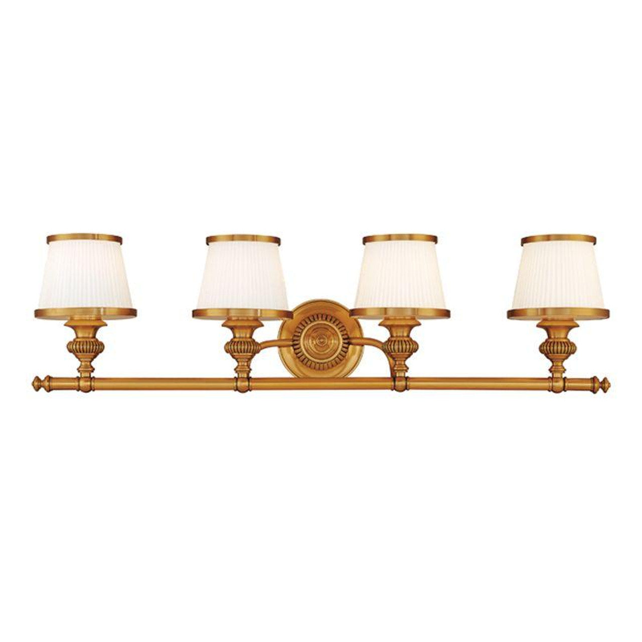 Milton Bath Vanity, 4-Light, Flemish Brass, Opal Glossy Shade, 34"W (2004-FB QCM6)