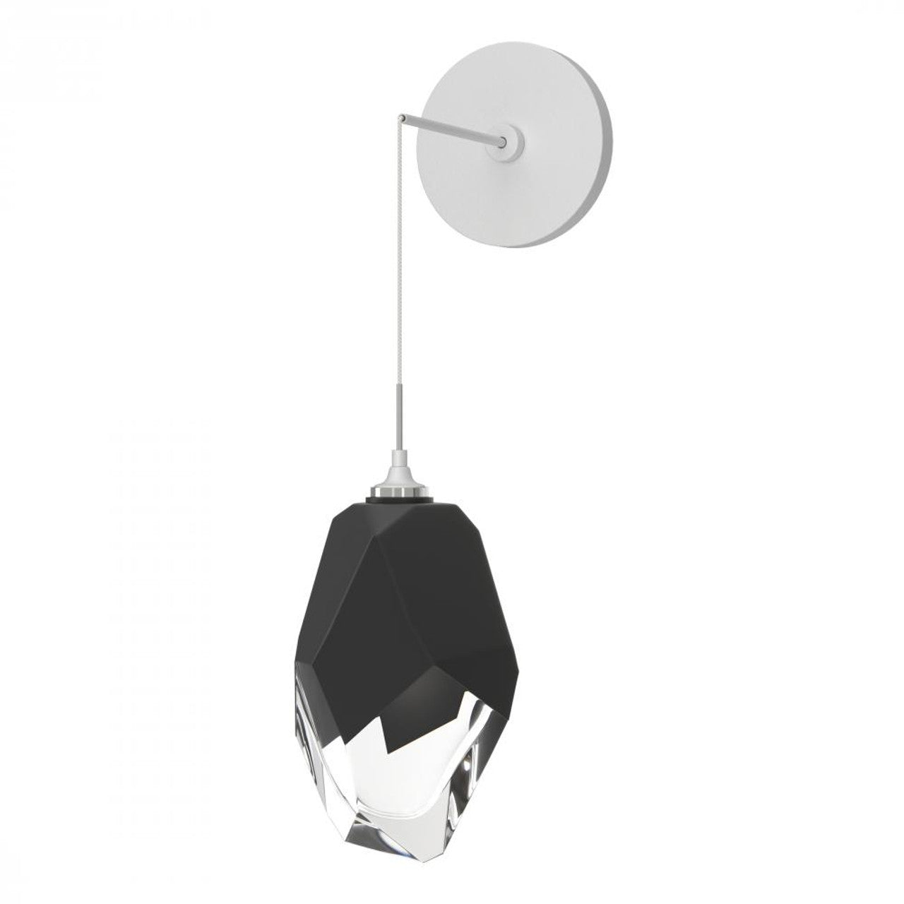 Chrysalis Large Wall Sconce, 1-Light, White, Black Crystal, 11.6"H (201398-SKT-02-BP0755 5ZD13U)