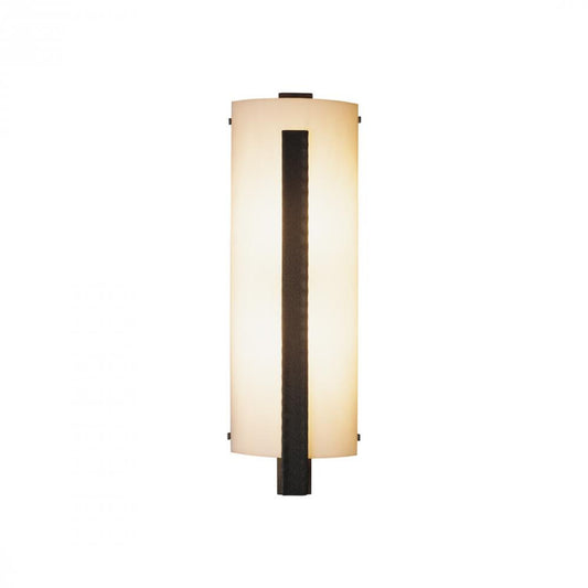 Forged Vertical Bar Wall Sconce, 2-Light, Natural Iron, White Art Glass, 23.25"H (206730-SKT-20-BB0401 A8PX6)