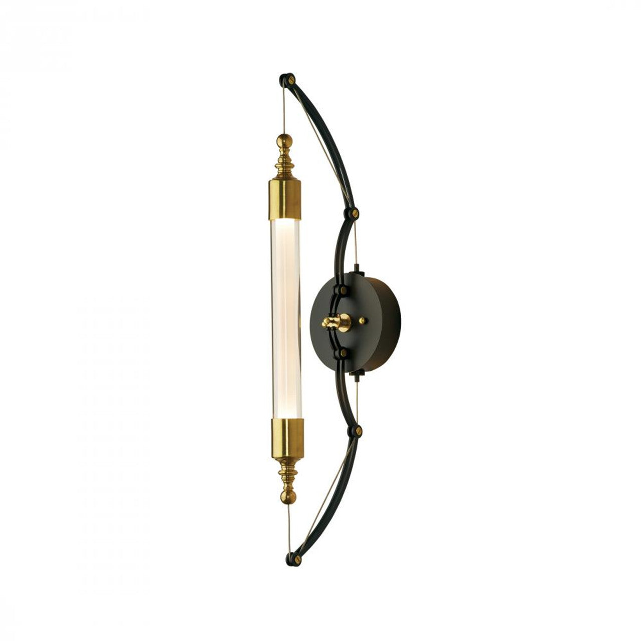 Otto Wall Sconce, 2-Light, Brass w/ Black, Clear Glass with Frost, 26.5"H (207901-SKT-31-YE0489 3WALRL)