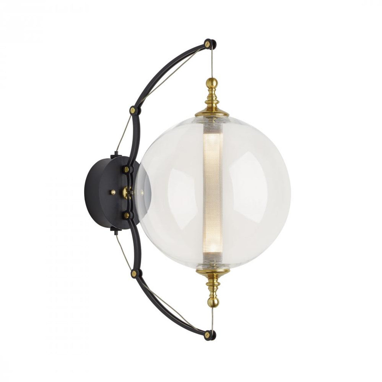 Otto Wall Sconce, 2-Light, Brass w/ Black, Clear Bowls, Clear Tube w/Meshing, 21.75"H (207903-SKT-31-YT0517 45W081)