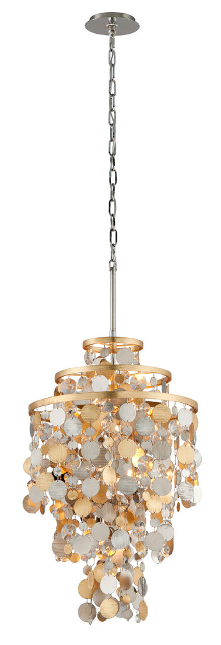 Ambrosia Pendant, 5-Light, Gold Silver Leaf & Stainless Steel, Gold And Silver Leaf Shade, 18"W (215-45 8YKN)