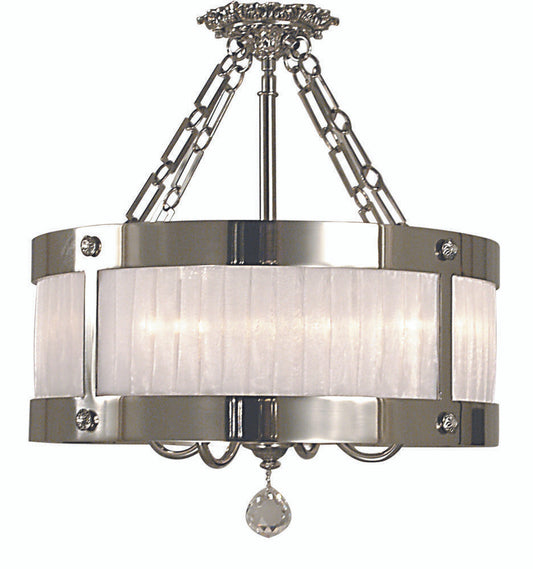 Astor Flush / Semi-Flush Mount, 5-Light, Polished Silver, White Sheer Pleated Softback Shade, 24"W (2164 PS R5N6)