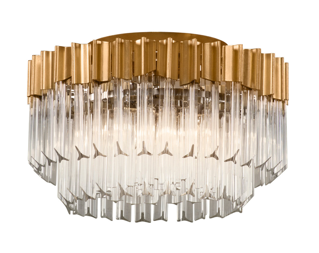 Charisma Semi-Flush Mount, 3-Light, Gold Leaf With Polished Stainless Steel, Clear Crystal Shade, 18"W (220-33 8YL6)