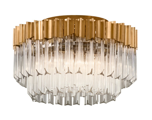 Charisma Semi-Flush Mount, 3-Light, Gold Leaf With Polished Stainless Steel, Clear Crystal Shade, 18"W (220-33 8YL6)