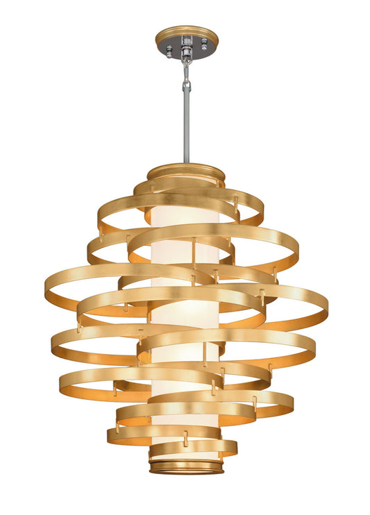 Vertigo Pendant, 6-Light, LED, Gold Leaf, Opal White Shade, Extra Large, 45"W (225-76 8ZJ5)