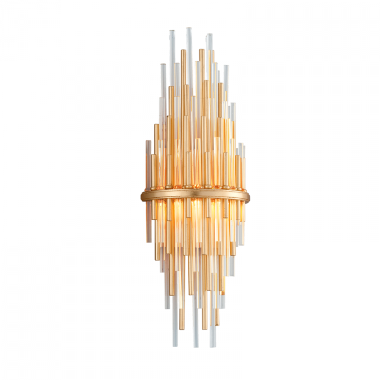 Theory Wall Sconce, 1-Light, Gold Leaf With Polished Stainless, 22"H (238-12-GL/SS 94GQ)