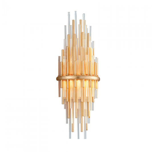 Theory Wall Sconce, 1-Light, Gold Leaf With Polished Stainless, 22"H (238-12-GL/SS 94GQ)